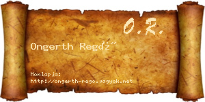 Ongerth Regő névjegykártya